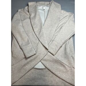 Yogalicious Scuba London Cardigan Oatmeal Heather Open Front Thumbholes XS